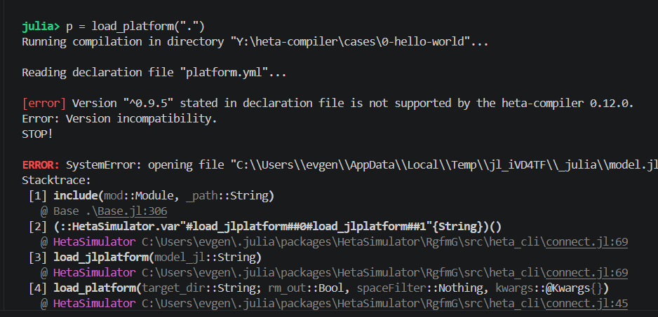 Compiler version compatibility error