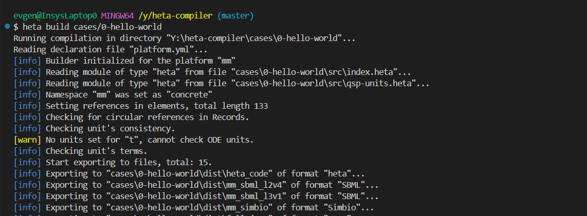 heta build logs in VSCode